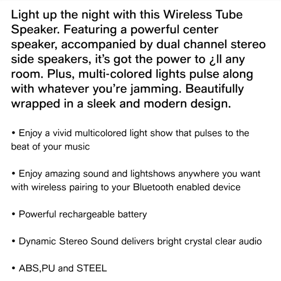 Brookstone LED dynamic wireless speaker - Picture 3 of 10